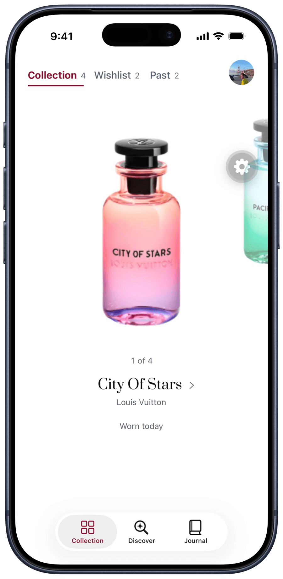 The Olfa collection: City Of Stars by Louis Vuitton on a white shelf